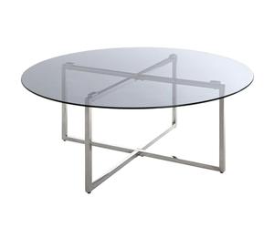 HAKU Table Basse Ronde, Petite Table de canapé comme Table d'appoint en Acier Inoxydable et Verre de sécurité Gris Dimensions : H 40 × Ø 100 cm, Style : Art déco