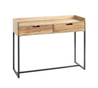 HAKU Table Console étroite en Acacia et Noir - Console Moderne de Forme rectangulaire, en métal, Bois Massif et Acacia, 2 tiroirs Dimensions: L 100 cm x H 80 cm x P 35 cm Style: Urban Collective