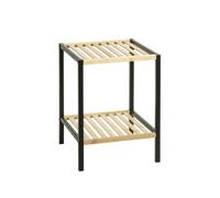 HAKU Table d’appoint carrée en Bambou à 2 Plateaux, Naturel et Noir, 35 x 35 x 47 cm, Style scandinave