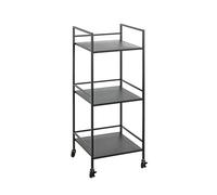 HAKU Table d'appoint à roulettes, 3 étages, Table de Bar à 3 Niveaux, Chariot de Service à roulettes, Noir, métal - Dimensions : L 35 x H 92 x P 35 cm, Style : Moderne