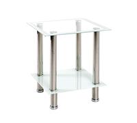 Table d'Appoint en Verre Sacha 46cm Blanc