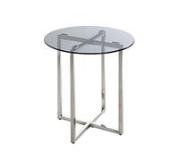 Table d'appoint ronde 50x55 cm en verre gris et inox