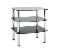 HAKU Table d'appoint Acier INOX, Noir, INOX, Verre trempé - Dim.: L 54 cm x H 59 cm x P 45 cm, Style: Modern