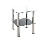 HAKU Table d'appoint Acier INOX, Noir, INOX, Verre trempé, Verre trempé - Dim.: L 40 cm x H 47 cm x P 40 cm, Style: Modern