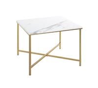 HAKU Table d'appoint Aspect marbre doré, MDF et métal, Petite Table Basse - Dimensions : L 60 x H 47 x P 60 cm Style : Art déco