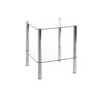 HAKU Table d'appoint carrée en métal chromé, Table Basse avec Plateau en Verre trempé - Dimensions : L 39 cm x H 47 cm x P 39 cm, Style : Moderne