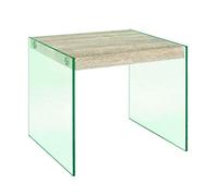 HAKU Table d'appoint chêne Clair, métal, Verre trempé 8 mm - Dim.: L 40 cm x H 35 cm x P 35 cm, Style: Modern