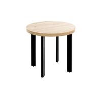 HAKU Table d'appoint chêne Clair, Noir, MDF, Métal - Dim.: H 46 x Ø 50 cm, Style: Moderne