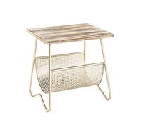 HAKU Table d'appoint dorée et Naturelle, MDF et métal, Petite Table Basse - Dimensions : L 50 x H 51 x P 40 cm Style : Art déco