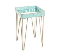 HAKU Table d'appoint dorée Turquoise en métal avec Miroir, Table Basse carrée - Dimensions : L 35 x H 56 x P 35 cm Style : Art déco
