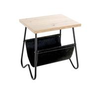 HAKU Table d'appoint en chêne Clair et Noir, Plateau en MDF, Structure en métal, revêtement en Tissu, Petite Table Basse - Dimensions : L 48 x H 51 x P 40 cm Style : Moderne