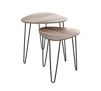 HAKU Table d'appoint en chêne Noir, Plateau en MDF, Structure en métal, Petite Table Basse - Dimensions : L 40/48 x H 43/48 x P 40/48 cm Style : Moderne