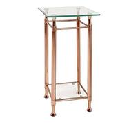 HAKU Table d'appoint en cuivre, Table Basse en métal avec Verre trempé de 10 mm - Dimensions : L 35 x H 72 x P 35 cm Style : Contemporain