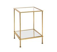 HAKU Table d'appoint en métal doré, Table Basse avec Verre trempé de 5 mm et Miroir de 4 mm - Dimensions : L 39 x H 55 x P 39 cm Style : Art déco