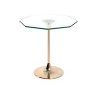 HAKU Table d'appoint en métal doré, Table Basse avec Verre trempé de 8 mm - Dimensions : L 45 x H 47 x P 45 cm Style : Art déco