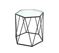 CarryHome Table d'appoint HAKU - Verre trempé 5 mm, métal noir, 46×46×40 cm