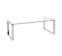 HAKU Table d'appoint rectangulaire, Petite Table Basse comme Table de canapé en Acier Inoxydable et Verre de sécurité Dimensions : L 120 × H 40 × P 60 cm, Style : Moderne