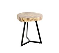 HAKU Table d'appoint Ronde en Acacia Noir, Bois Massif, Structure en métal Noir, Table Basse Ronde - Dimensions : H 50 x Ø 45 cm Style : Urban Collective