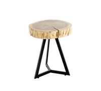 HAKU Table d'appoint Ronde en Bois Massif d'acacia, Structure en métal Noir, Table Basse Ronde - Dimensions : H 43 x Ø 35 cm Style : Urban Collective