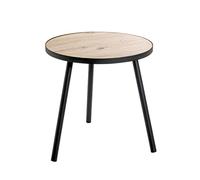 CarryHome Table d'appoint Miranda – Chêne et noir – H 52 x Ø 50 cm