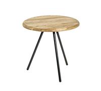 HAKU Table d'appoint Ronde en chêne Massif, piètement en métal Noir, Table Basse Ronde - Dimensions : H 40 x Ø 40 cm Style : Traditionnel