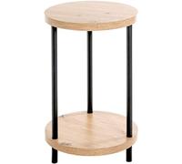 HAKU Table d'appoint Ronde en MDF chêne Clair Noir et métal - Dimensions : H 50 x Ø 30 cm - Style : Moderne