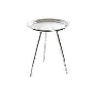 Table d'appoint ronde 38x47 cm en métal laqué argenté