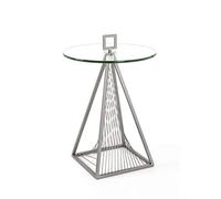 HAKU Table d'appoint Vnik ronde 57 cm métal gris – plateau verre trempé 10 mm