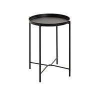HAKU Table d'appoint Ronde en métal Noir, Petite Table Basse Ronde - Dimensions : H 50 x Ø 39 cm Style : Art déco
