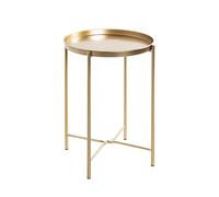 HAKU Table d'appoint Ronde, métal doré, Petite Table Basse Ronde - Dimensions : H 50 x Ø 39 cm Style : Art déco