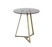 HAKU Table d'appoint Ronde, métal Gris doré, Table Basse avec Verre trempé 8 mm - Dimensions : H 50 x Ø 45 cm Style : Art déco