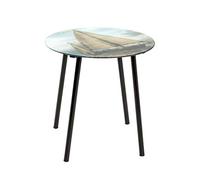 HAKU Table d'appoint Design Voilier Ronde H 41 x Ø 40 cm Noir & Bleu