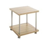 HAKU Table d'appoint sur roulettes en chêne Clair et Gris Cachemire, MDF et métal, desserte à roulettes - Dimensions : L 40 x H 45 x P 40 cm Style : Moderne