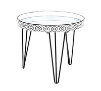 HAKU Table basse Holy – Ø 65 cm H 46 cm, métal & miroir, noir et blanc