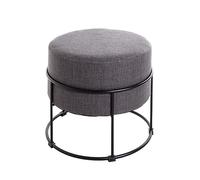 HAKU Tabouret Anthracite, Noir, MDF, métal, recouvrement Tissu - Dim.: H 44 cm x Ø 48 cm, Style: Art Deco