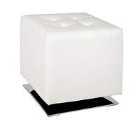 HAKU Tabouret chromé, Blanc, Tissu synthétique Aspect Cuir, métal - Dim.: L 40 cm x H 42 cm x P 40 cm, Style: Modern