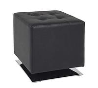 HAKU Tabouret chromé, Noir, Tissu synthétique Aspect Cuir, métal - Dim.: L 40 cm x H 42 cm x P 40 cm, Style: Modern