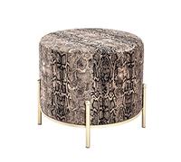 HAKU Tabouret Or, Motif, MDF, métal, recouvrement Tissu - Dim.: H 40 cm x Ø 48 cm, Style: Art Deco