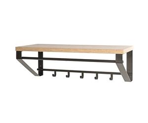 HAKU Warderobe murale chêne clair, noir, MDF, Métal - Dim.: L 70 x H 23 x P 30 cm, Style: Moderne