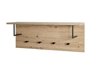 HAKU Warderobe Murale chêne Clair, Noir, MDF, Métal - Dim.: L 80 x H 30 x P 20 cm, Style: Moderne
