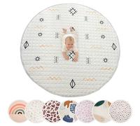 Hakuna Mat Lux Tapis de Jeu Bébé Rond Acapulco Beach 150 cm | Ultra-Soft Quilted Nursery & Living Room Floor Rug - Machine Washable, Non-Slip Safety Base, Non-Toxic & REACH Certified.