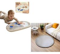Hakuna Matte Lot de 2 Tapis de Sol : Tapis d'Éveil Aquatique à Paillettes (73x42cm) et Tapis de Sol Rond Gris (Ø 120x2,5cm), Mousse Mémoire de Haute Qualité, Antidérapant et Confortable