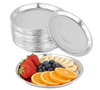HAKZEON Lot de 50 grands plateaux de service en aluminium de 30 cm, plateaux à pizza ronds multifonctionnels pour rassemblements, réceptions de mariage et fonctions professionnelles