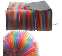 HAKZEON Trieur extensible A4 à 37 poches, organiseur de fichiers extensible en accordéon A4 multicolore, boîte de rangement en accordéon en plastique A4 avec couvercle et étiquettes, intercalaires A-Z