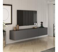 Hal meuble tv suspendu avec placards 150cm gris anthracite