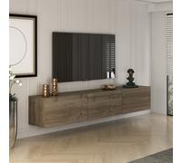 Hal meuble tv suspendu avec placards 150cm noyer