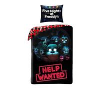 Halantex FIVE NIGHTS at FREDDY'S Parure de lit HELP WANTED - Housse de couette réversible 140 x 200 cm avec taie d'oreiller 70 x 90 cm - 100 % polyester multicolore FNAF