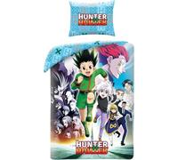 Halantex HUNTER X HUNTER - Gon Killua Kurapika - Parure de Lit Réversible 140x200 cm + Taie d'oreiller 70x90 cm - Multicolore - 100% Microfibre