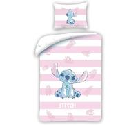 Halantex LILO et STITCH - Parure de lit - une housse de couette 140 x 200 cm et une taie d'oreiller 50 x 70 cm - 100 % coton - Rose