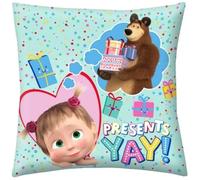 Halantex Mascha et Le Ours Coussin Moelleux 40x40 CM Doudou Coussin Décoratif 100% Polyester Masha And